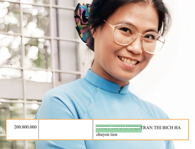Cô Trần Thị Bích Hà chính là người phụ nữ chuyển khoản 200 triệu