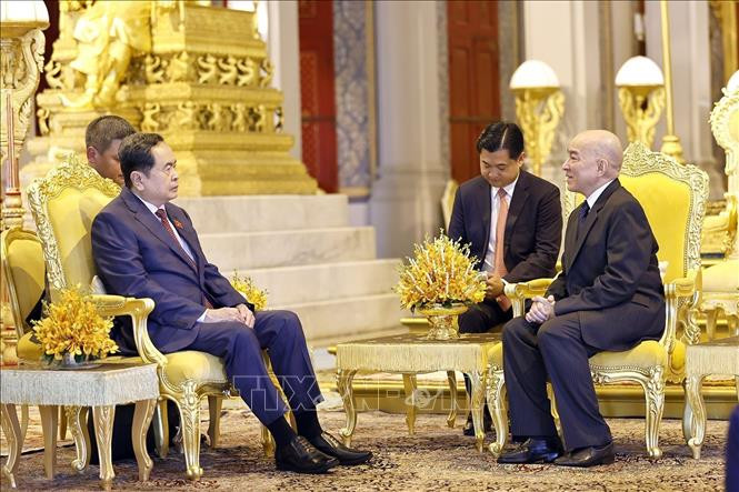 Chủ tịch Quốc hội Trần Thanh Mẫn yết kiến Quốc vương Campuchia Norodom Sihamoni- Ảnh 2. Chủ tịch Quốc hội Trần Thanh Mẫn yết kiến Quốc vương Campuchia Norodom Sihamoni- Ảnh 2.