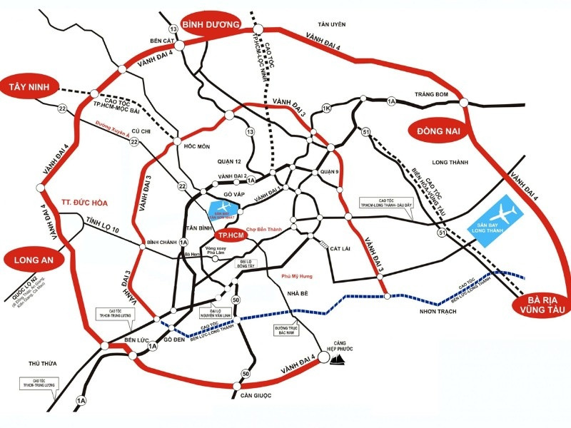 TP. HCM sẽ kết nối với 4 tỉnh ở Đông Nam Bộ bằng tuyến đường dài hơn 200km