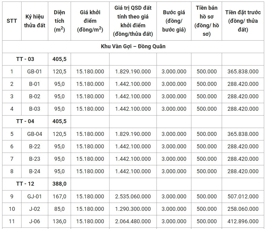 28 lô đất tại vùng ven Hà Nội sắp 'lên sàn' đấu giá, khởi điểm chỉ từ 10 triệu đồng/m2