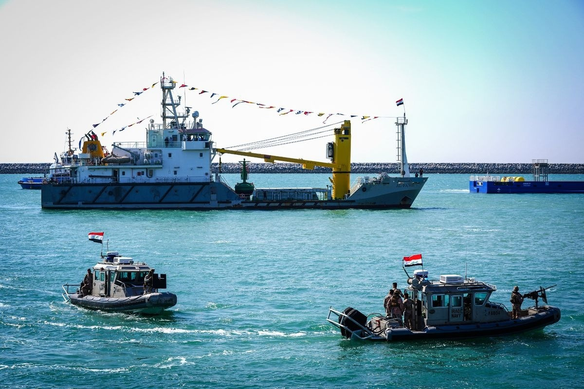 Cảng Grand Faw đang được xây dựng tại Basra, Iraq ( Hình ảnh: Anadolu qua Getty Images)