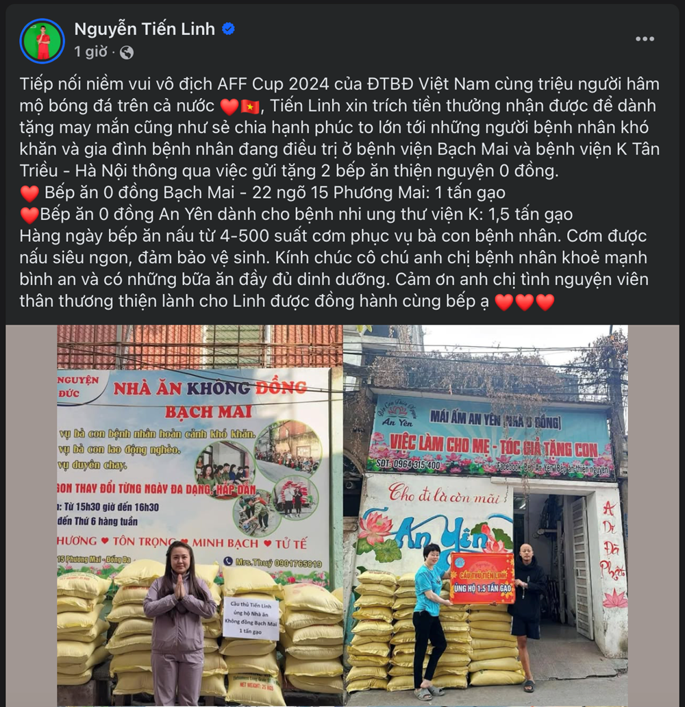 Ngay sau khi trở về Việt Nam, Nguyễn Tiến Linh công bố trích tiền thưởng giúp đỡ bệnh nhân tại Bệnh viện Bạch Mai và Bệnh viện K Tân Triều - ảnh 1