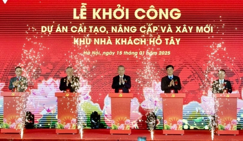 Hình ảnh tại Lễ khởi công dự án cải tạo, nâng cấp và xây mới khu Nhà khách Hồ Tây. Nguồn ảnh: Hanoimoi.com Hình ảnh tại Lễ khởi công dự án cải tạo, nâng cấp và xây mới khu Nhà khách Hồ Tây. Nguồn ảnh: Hanoimoi.com